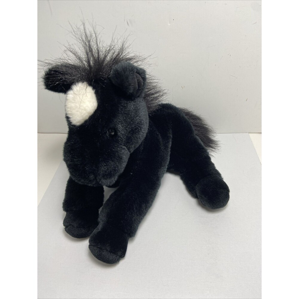 Aurora World Plush Black Horse Realistic Plastic Pellets Weighted Stuffed Animal